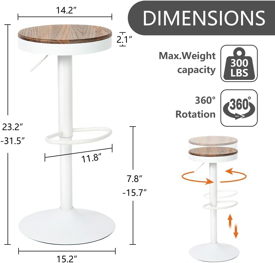 Adjustable Swivel Bar Stools Set
