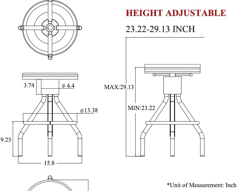 Adjustable Swivel Wood Bar Stools Set