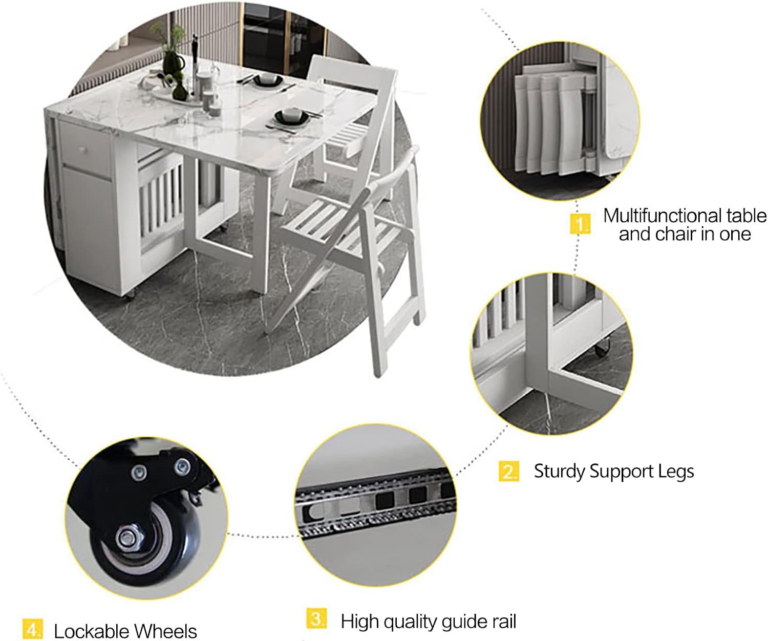 Foldable Dining Table Set With Chairs