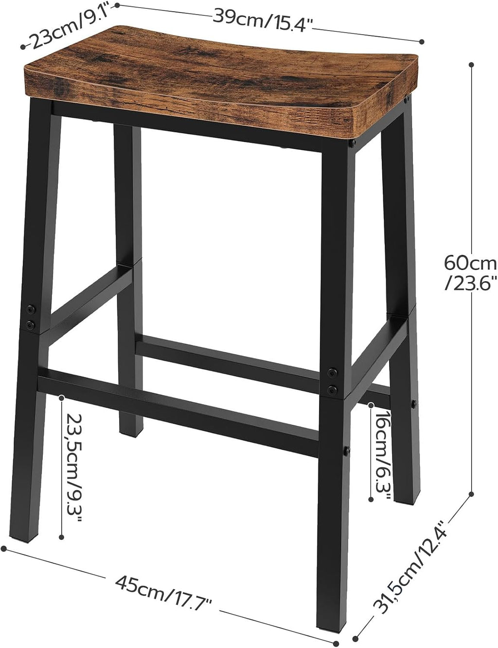 Industrial Saddle Bar Stools Set