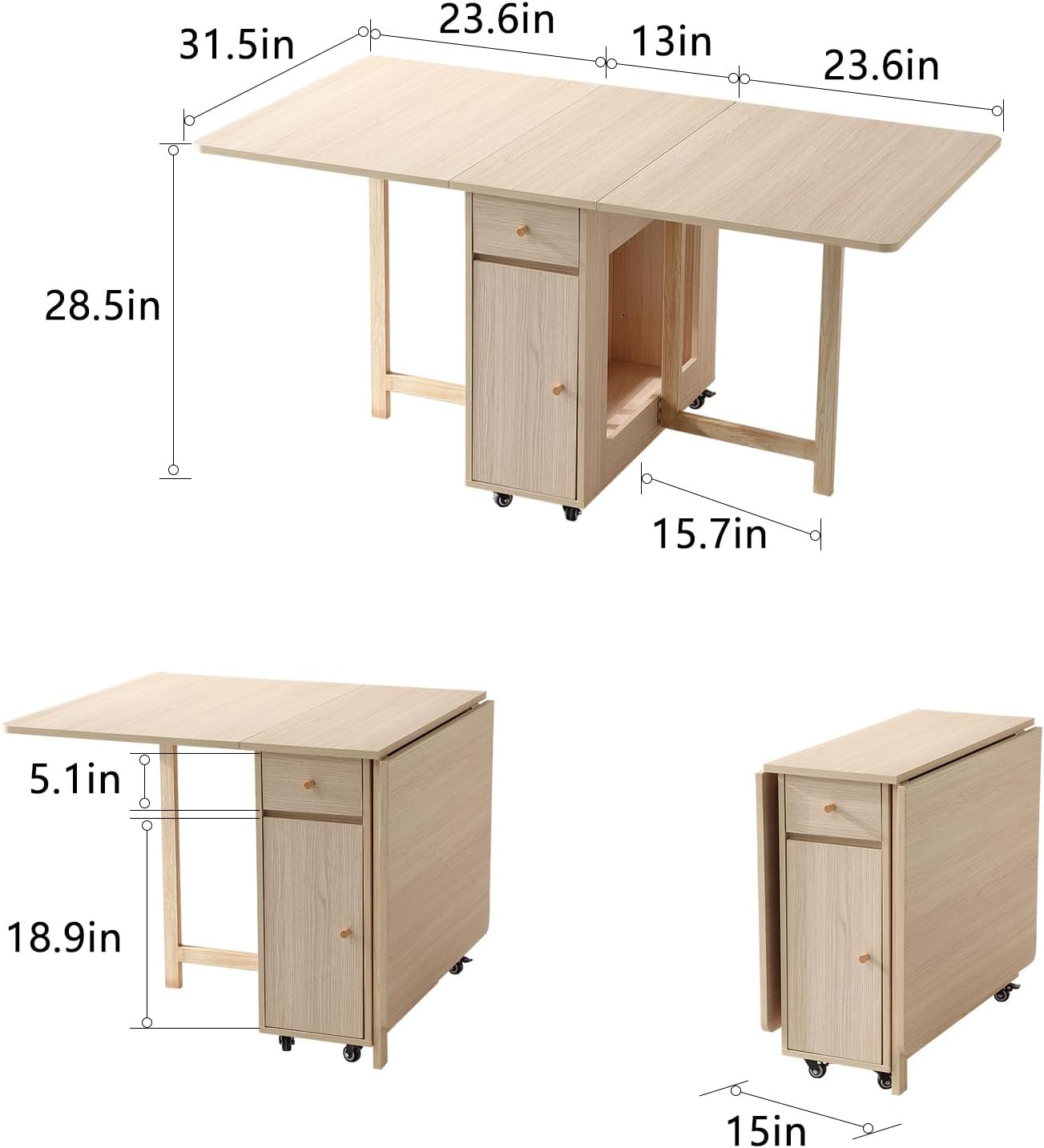 Wood Foldable Dining Table Set