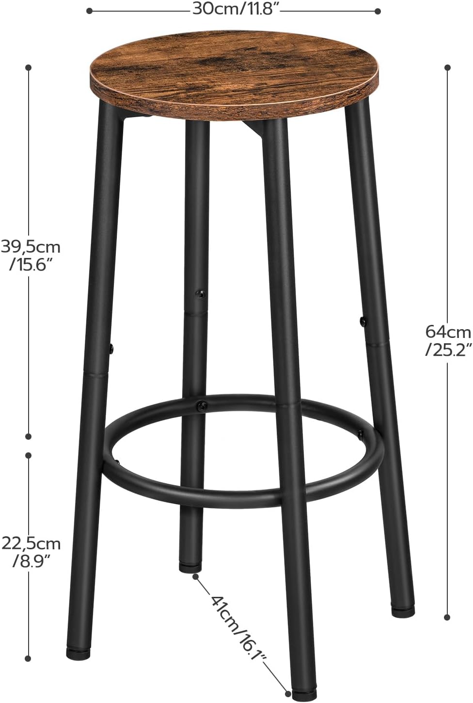Rustic Round Bar Stools Set
