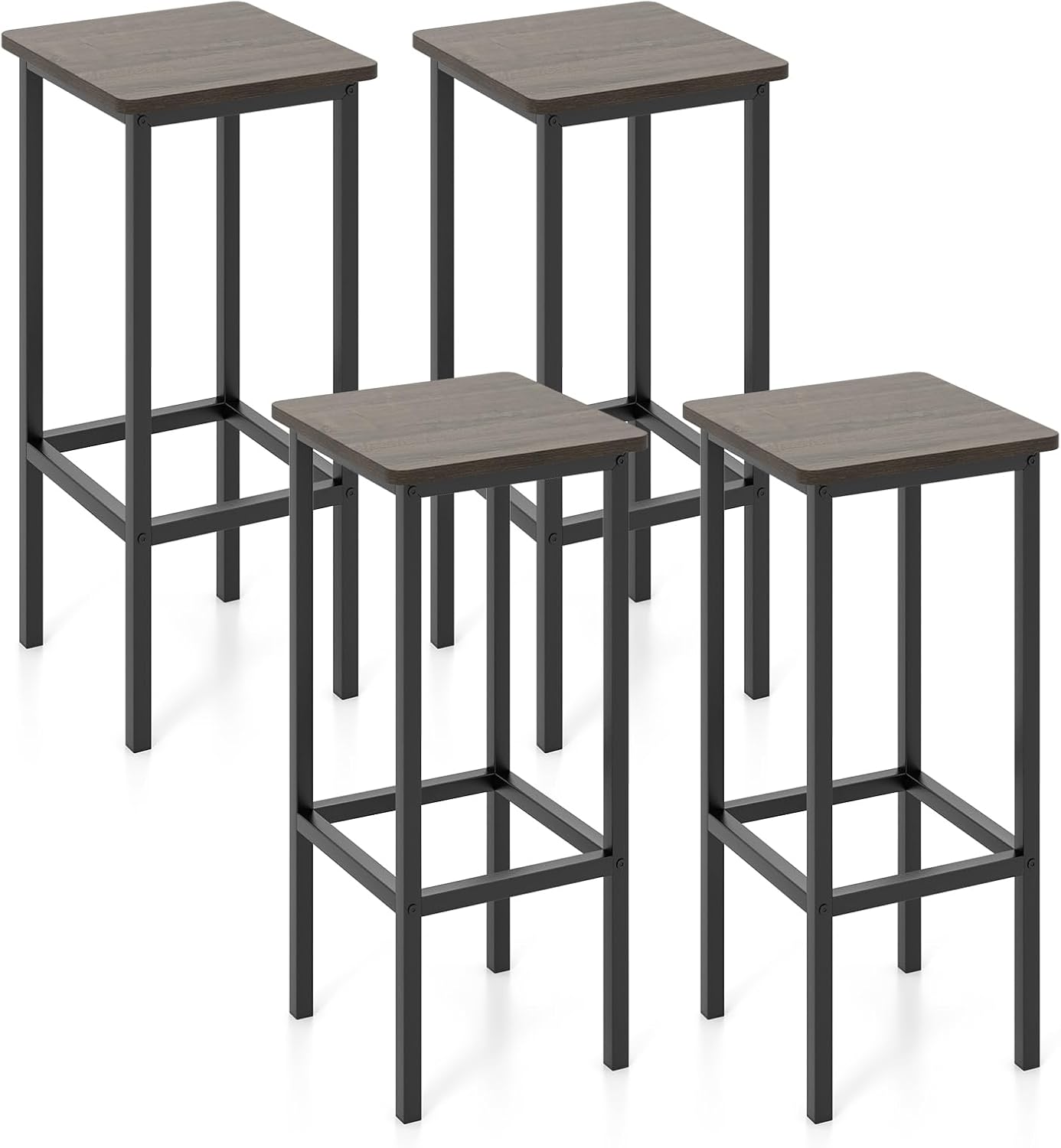 Industrial Metal Bar Stools Set