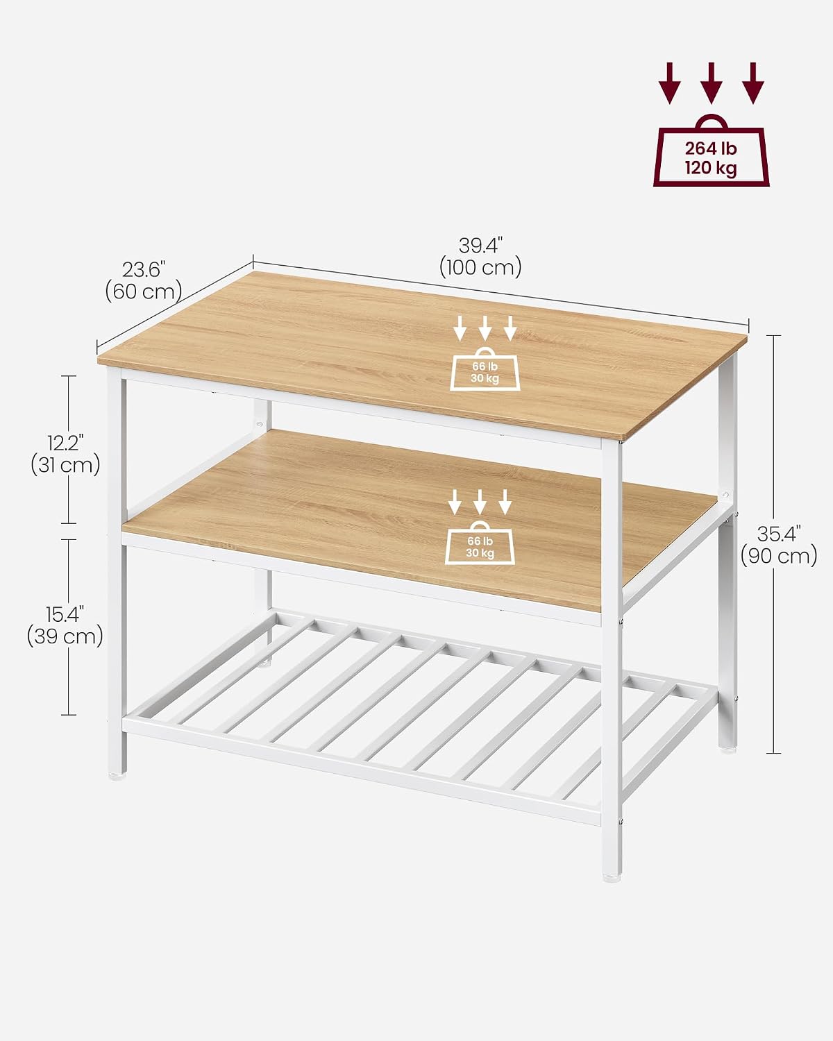 Industrial Kitchen Island With Shelves