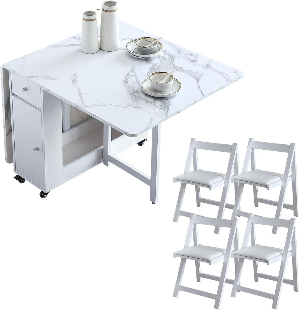 Foldable Dining Table Set With Chairs