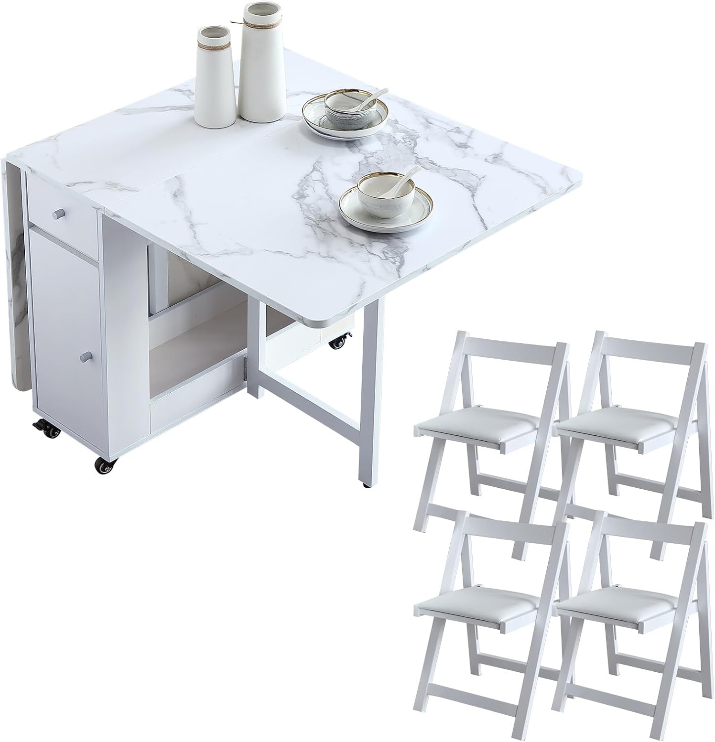 Foldable Dining Table Set With Chairs