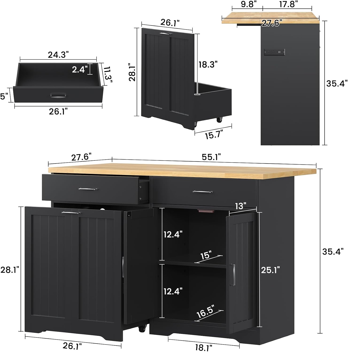 Rolling Kitchen Island With Drop Leaf