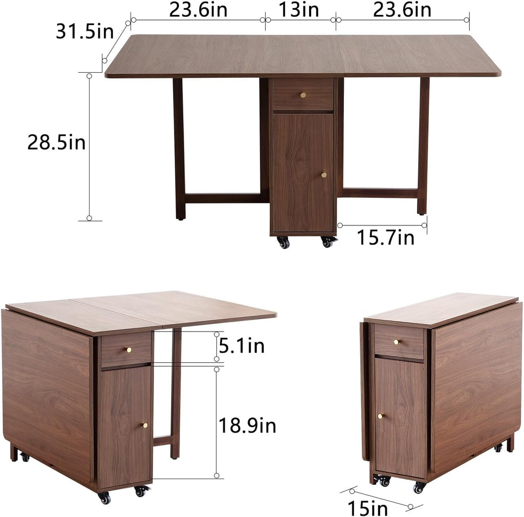 Walnut Foldable Dining Table Set