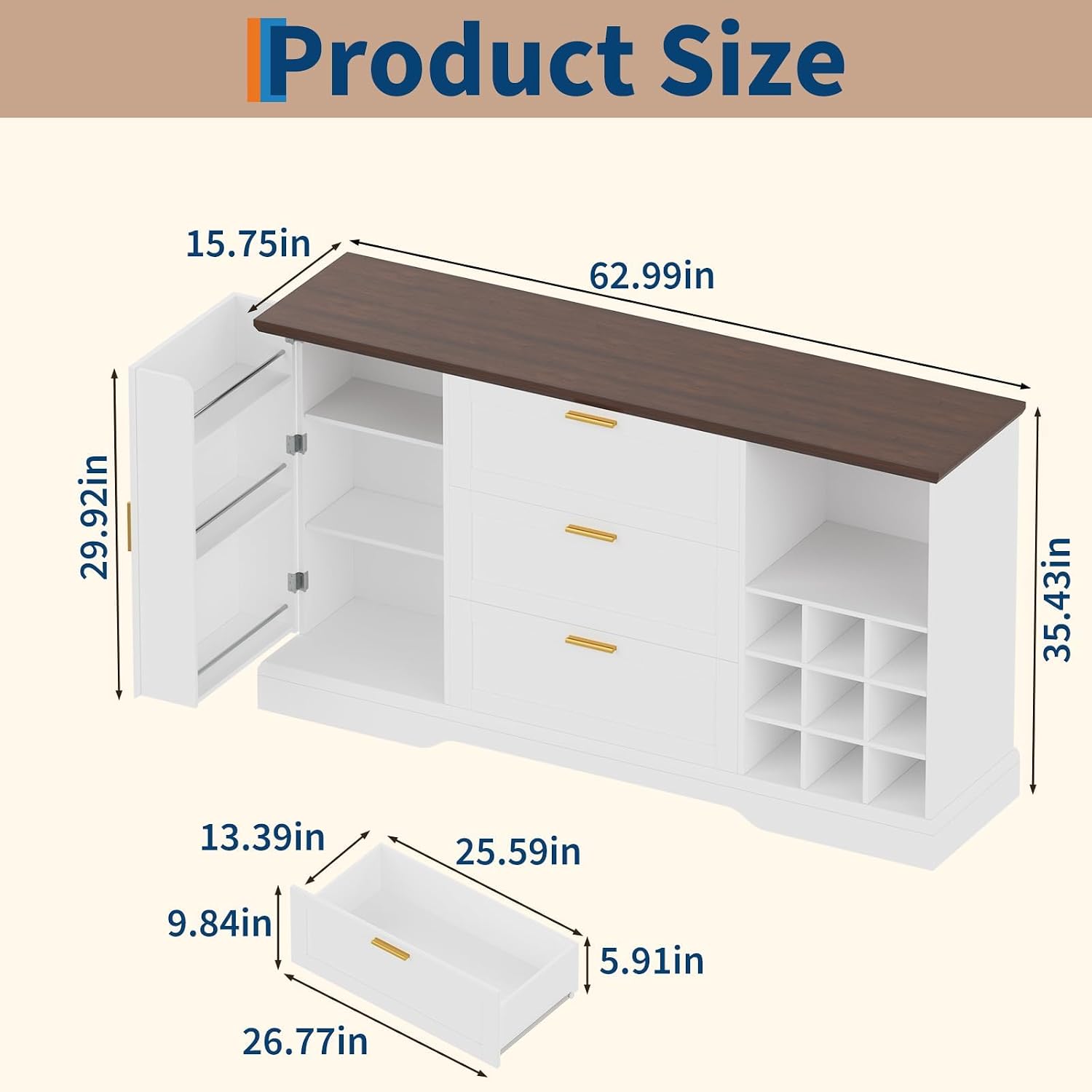 Sideboard Cabinet With Wine Rack Storage