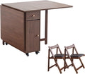 Walnut Foldable Dining Table Set