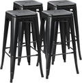 Stackable Black Metal Bar Stools Set
