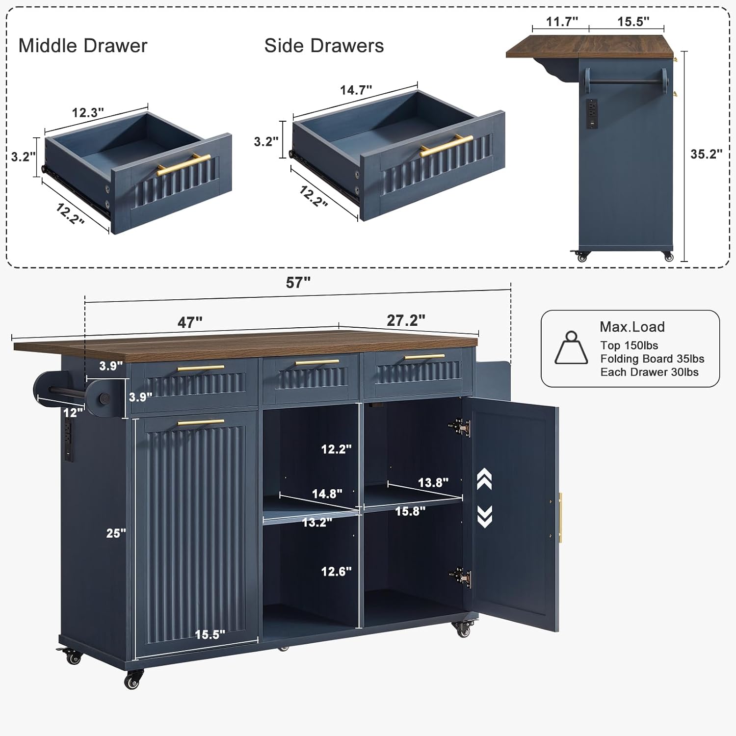 Rolling Kitchen Island With Storage