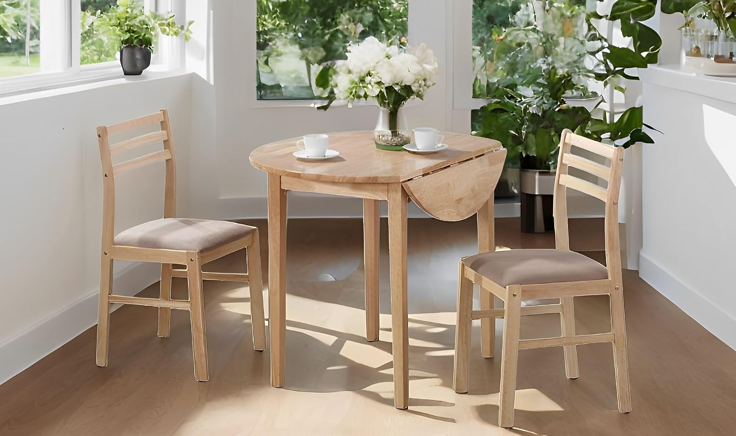 Drop Leaf Dining Set With Cushioned Chairs