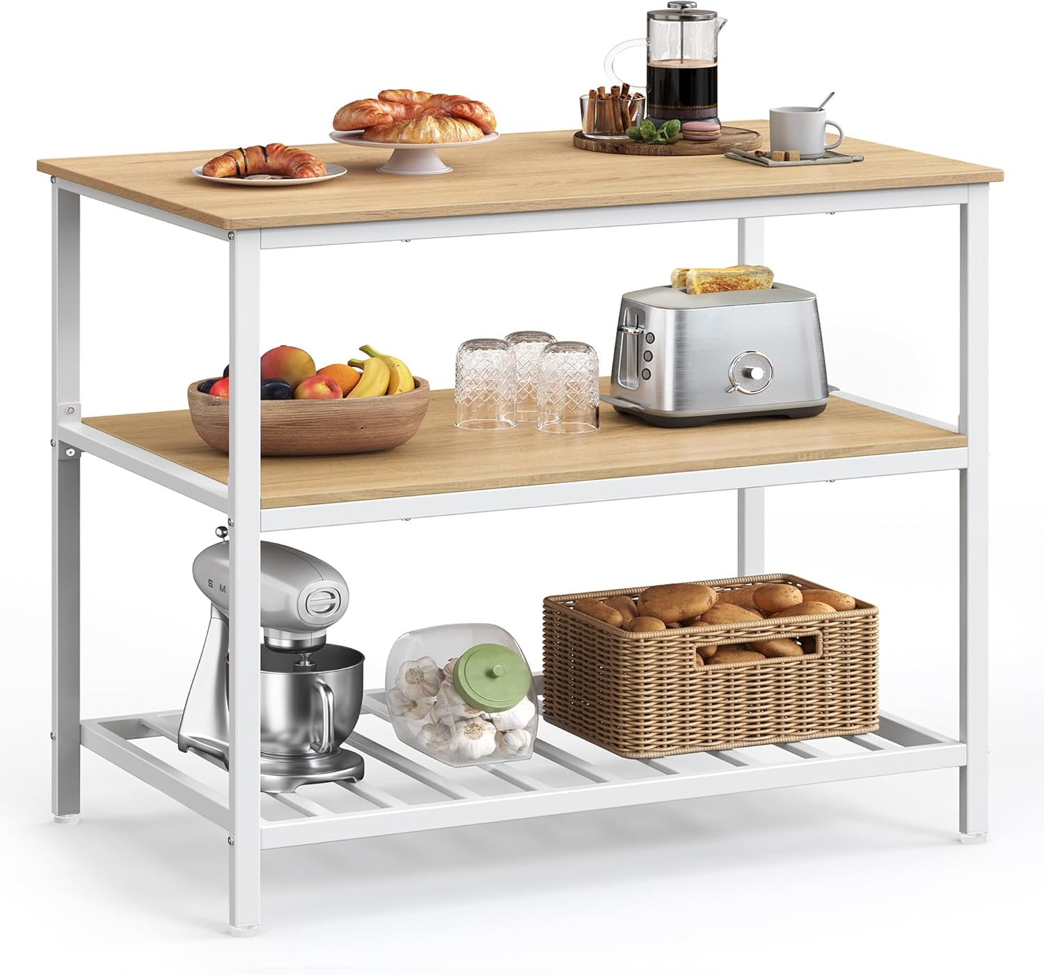 Industrial Kitchen Island With Shelves