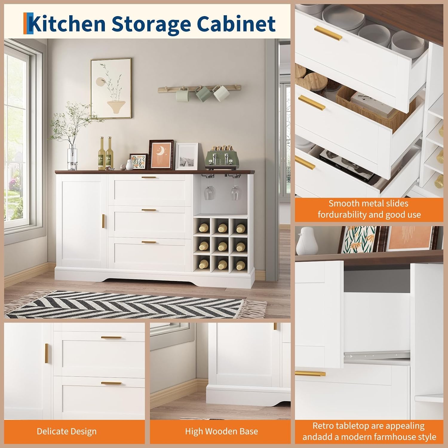Sideboard Cabinet With Wine Rack Storage