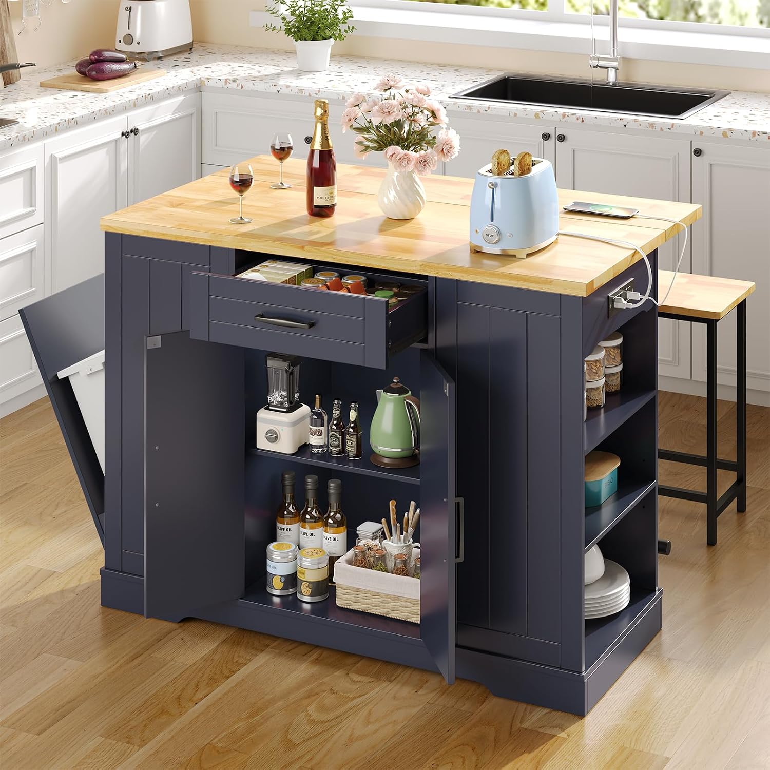 Kitchen Island Set With Drop Leaf