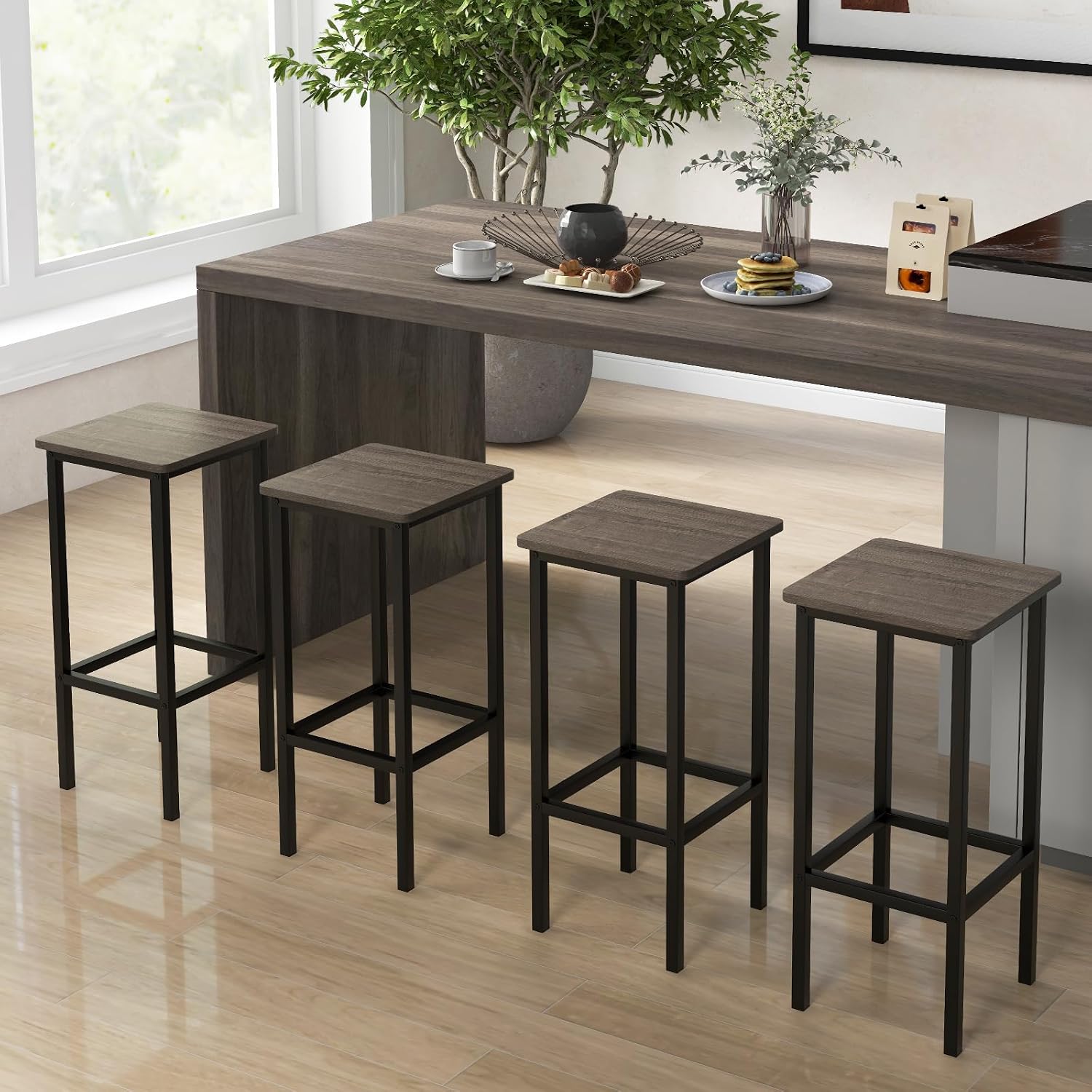 Industrial Metal Bar Stools Set