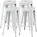 Industrial White Stackable Bar Stools Set