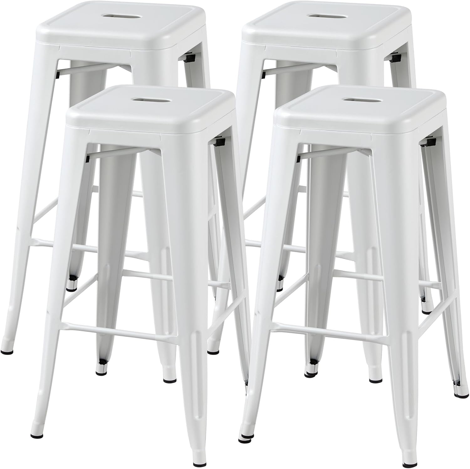 Industrial White Stackable Bar Stools Set