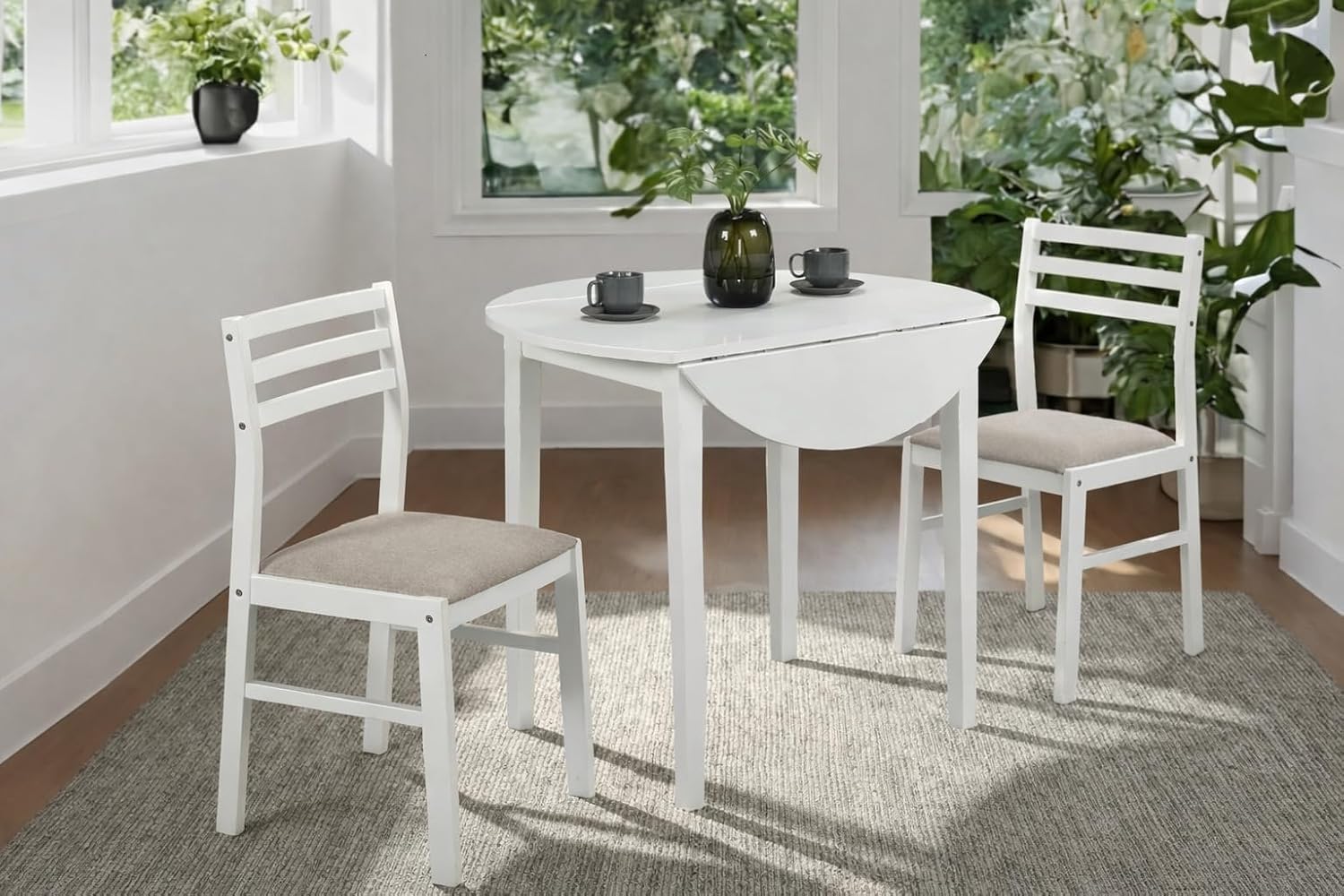 Round Drop Leaf Dining Set With Chairs