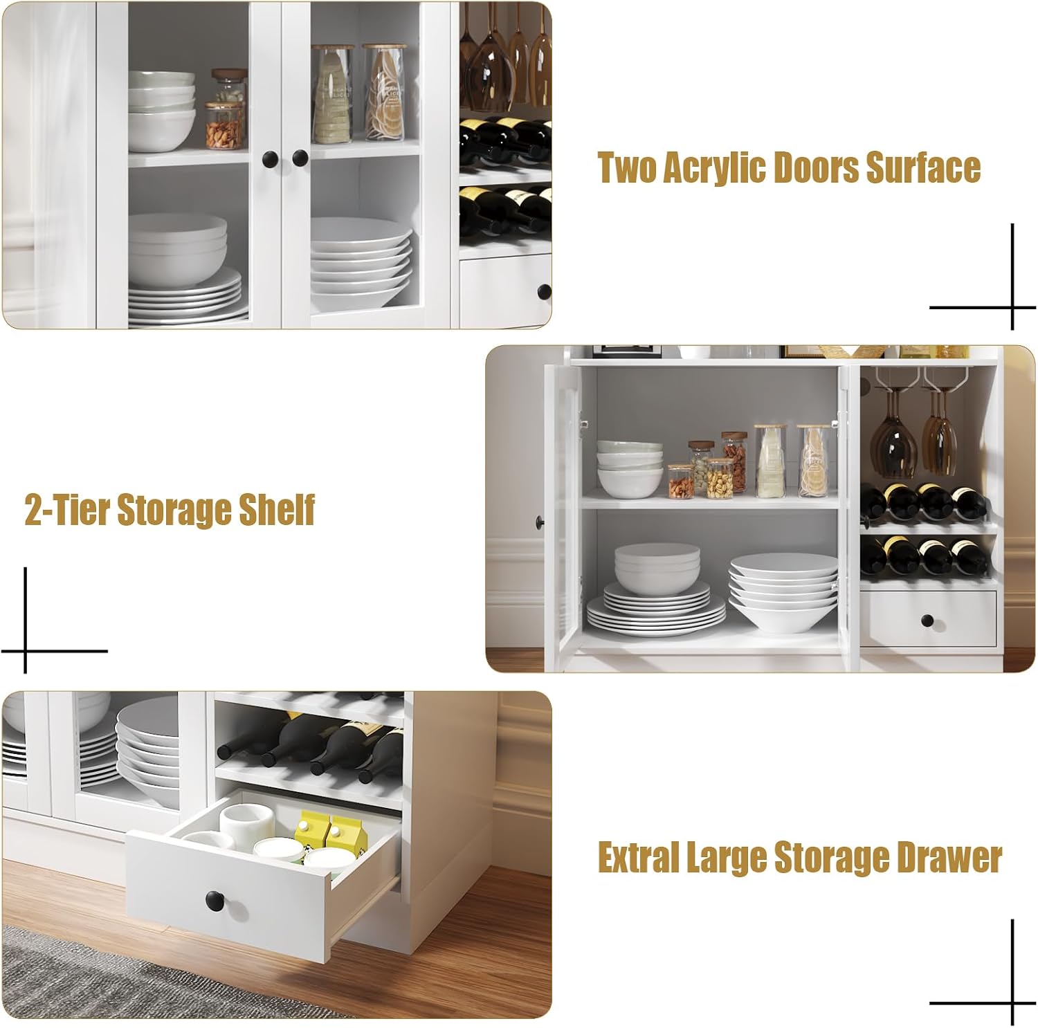 Wine Bar Cabinet With Acrylic Door Storage