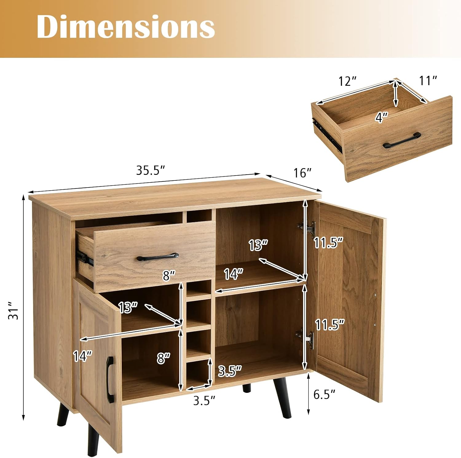 Wine Bar Cabinet With Storage Sideboard