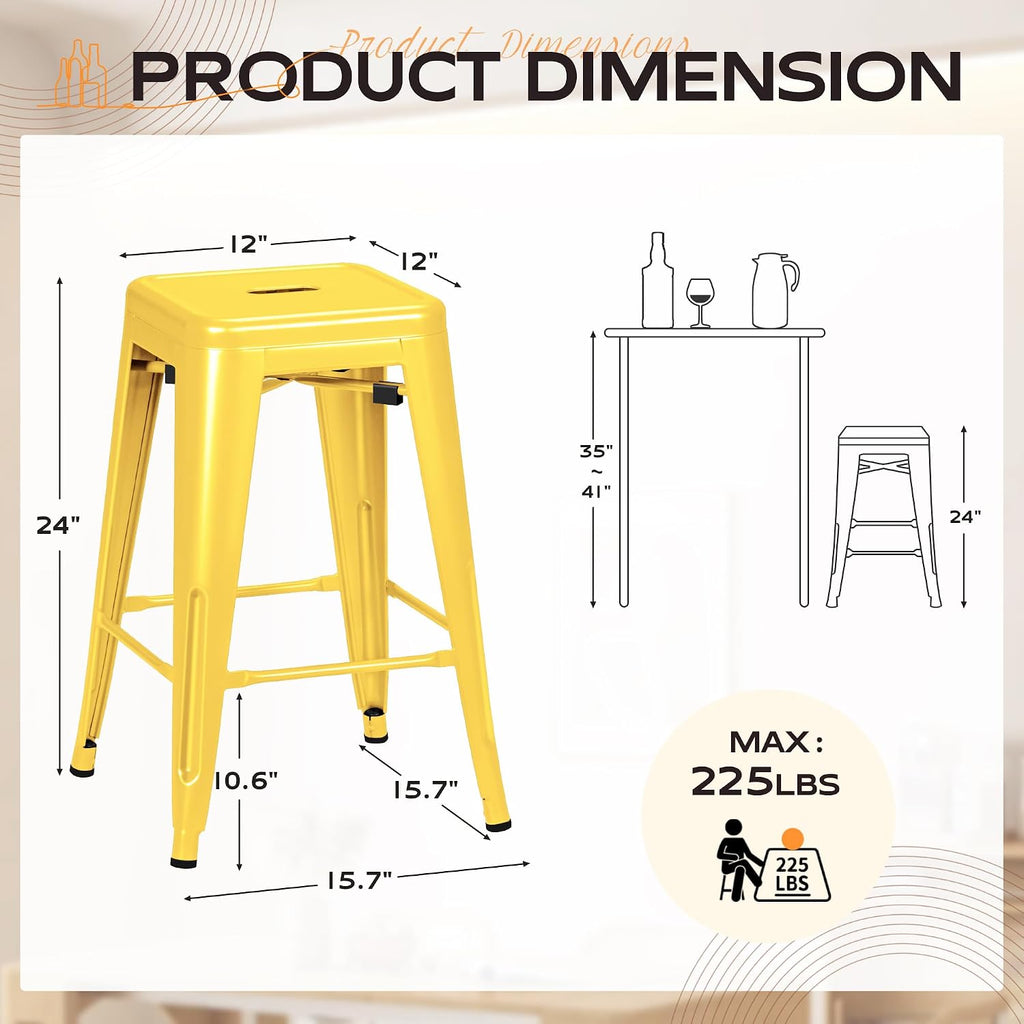 Stackable Metal Bar Stools Set
