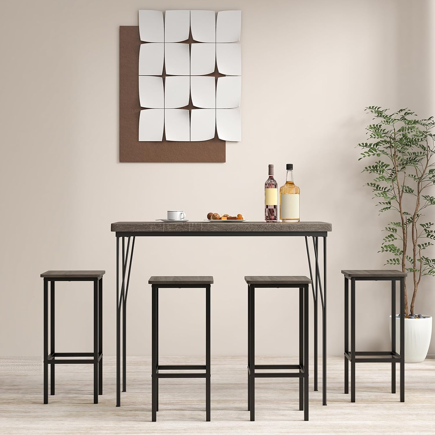 Industrial Metal Bar Stools Set