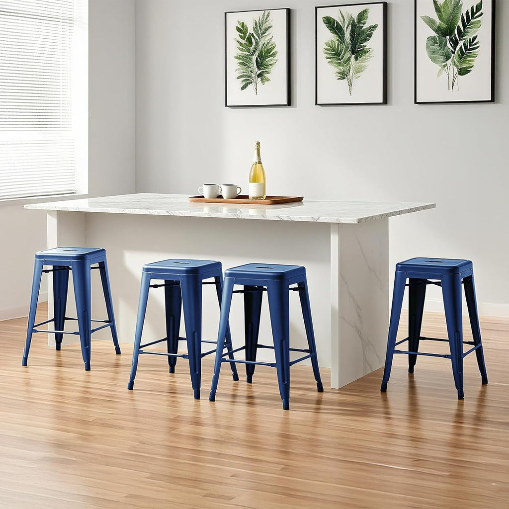 Stackable Metal Bar Stools Set