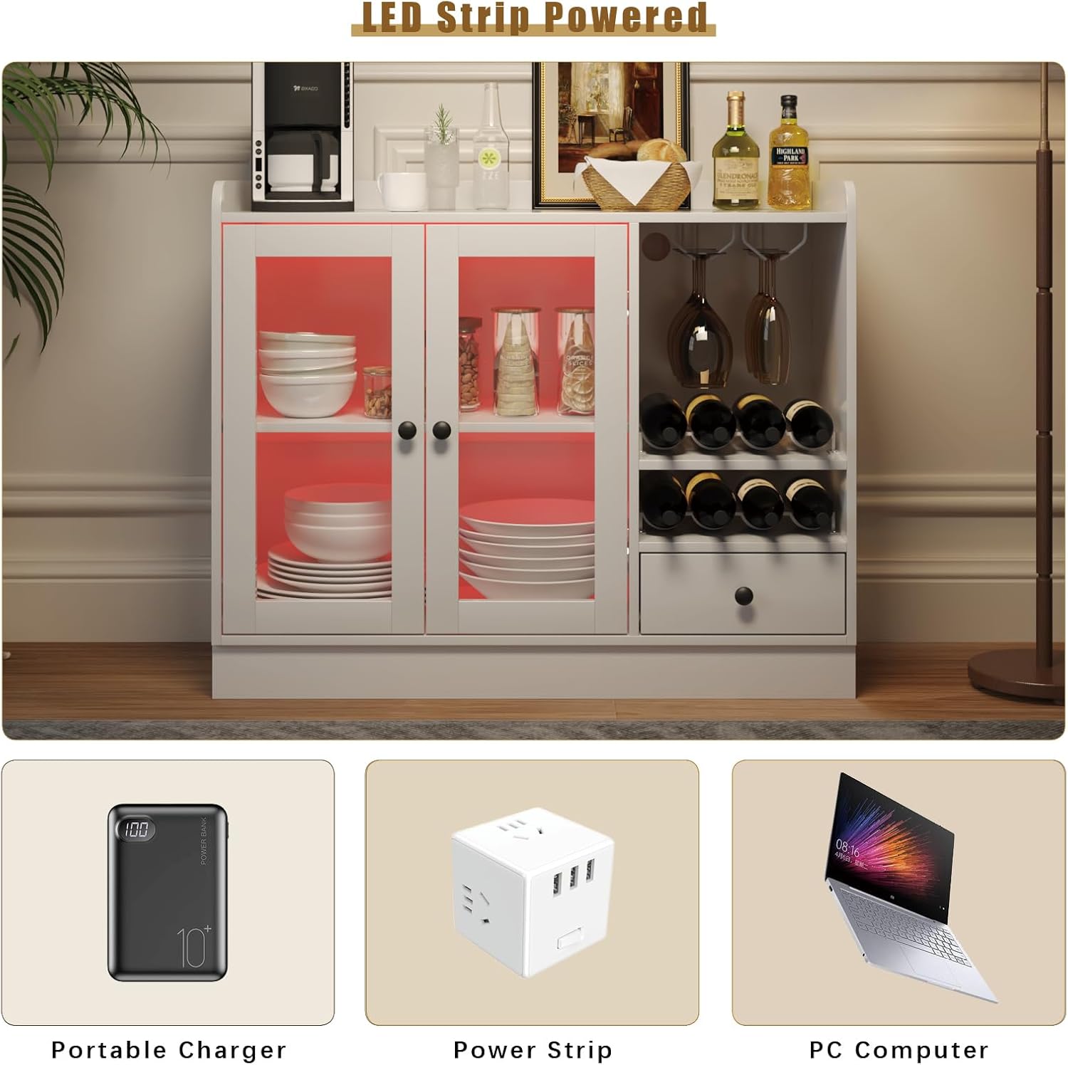 Wine Bar Cabinet With Acrylic Door Storage