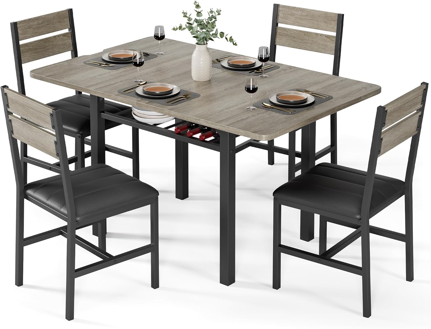 Extendable Dining Table Set With Chairs