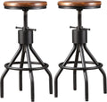 Adjustable Swivel Wood Bar Stools Set