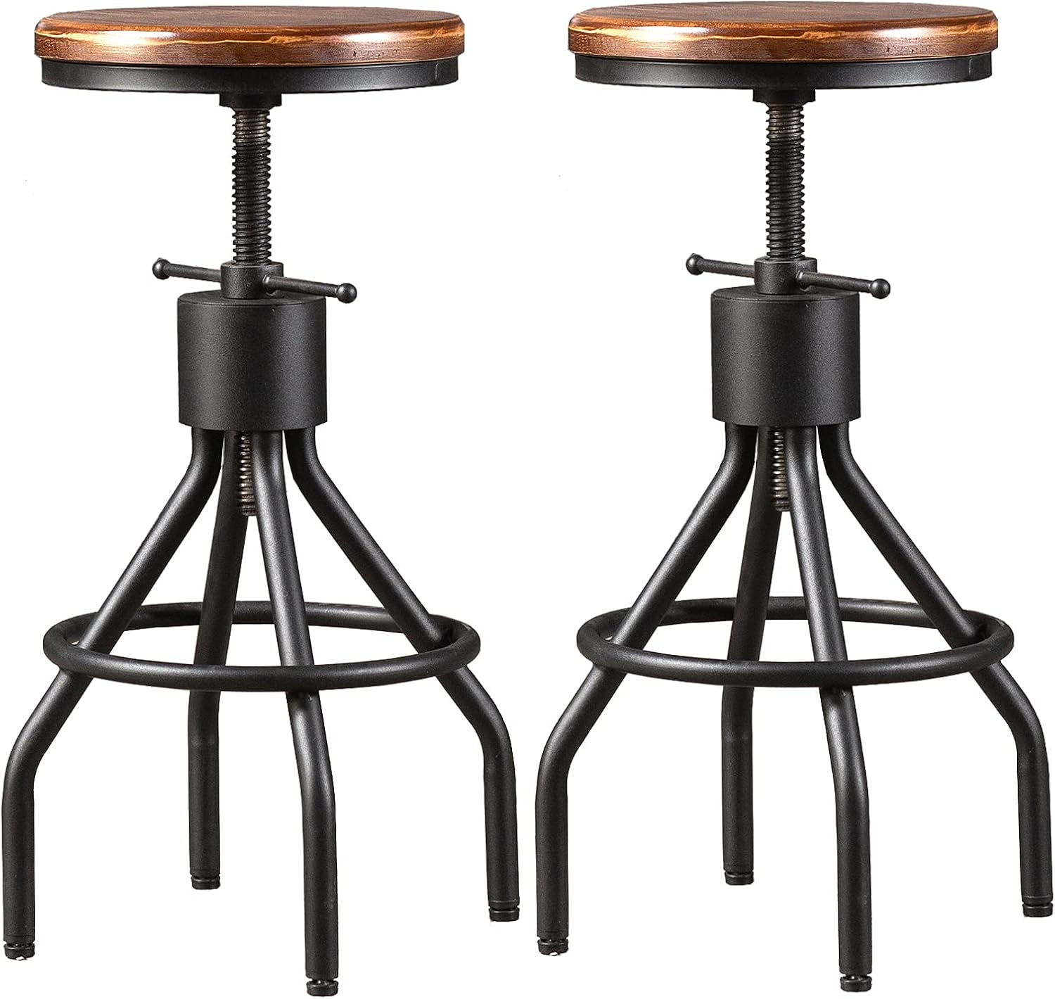 Adjustable Swivel Wood Bar Stools Set