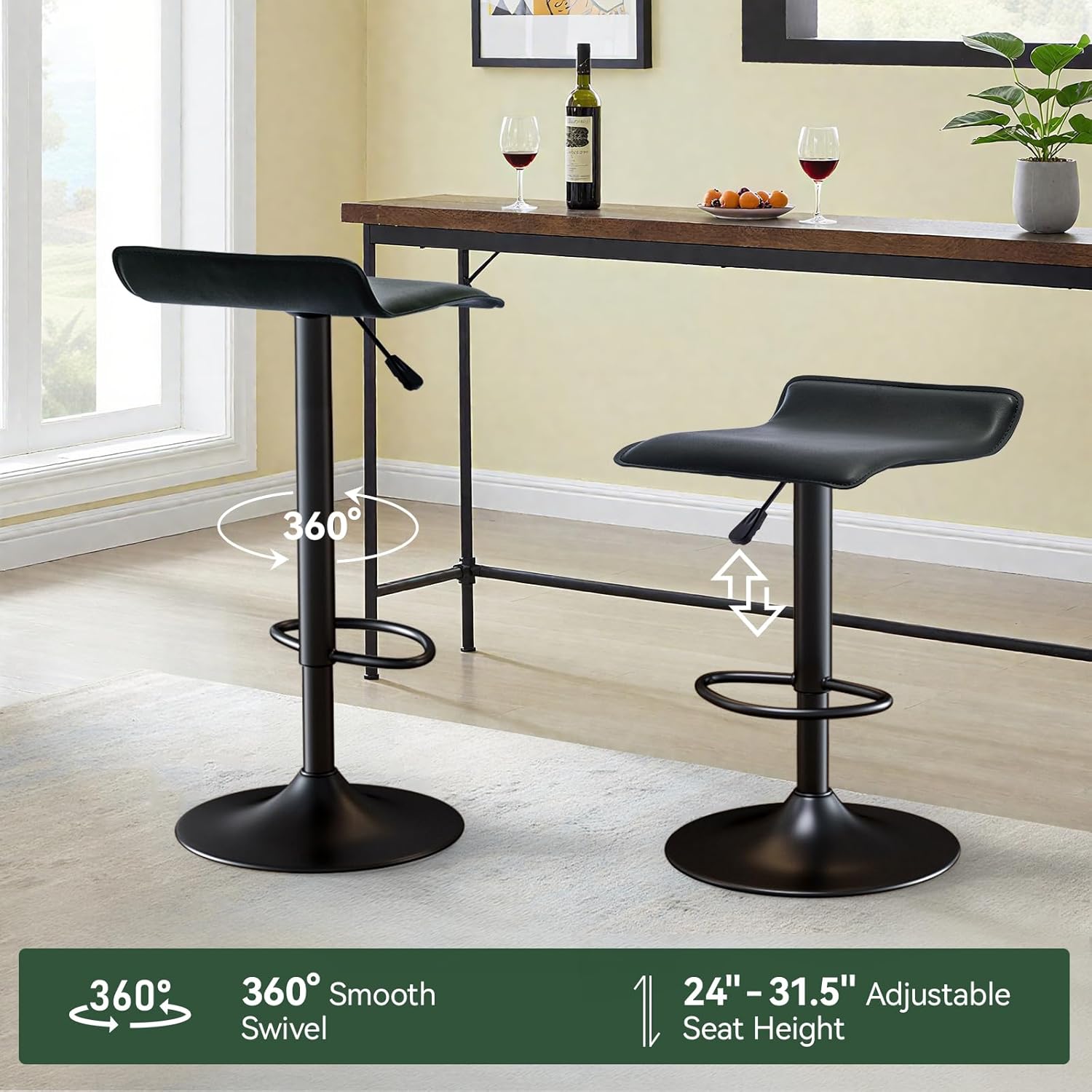 Adjustable Swivel Bar Stools Set