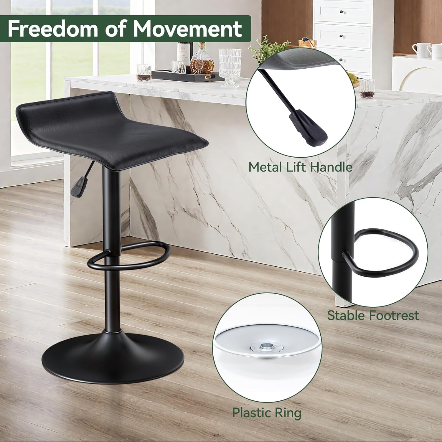 Adjustable Swivel Bar Stools Set