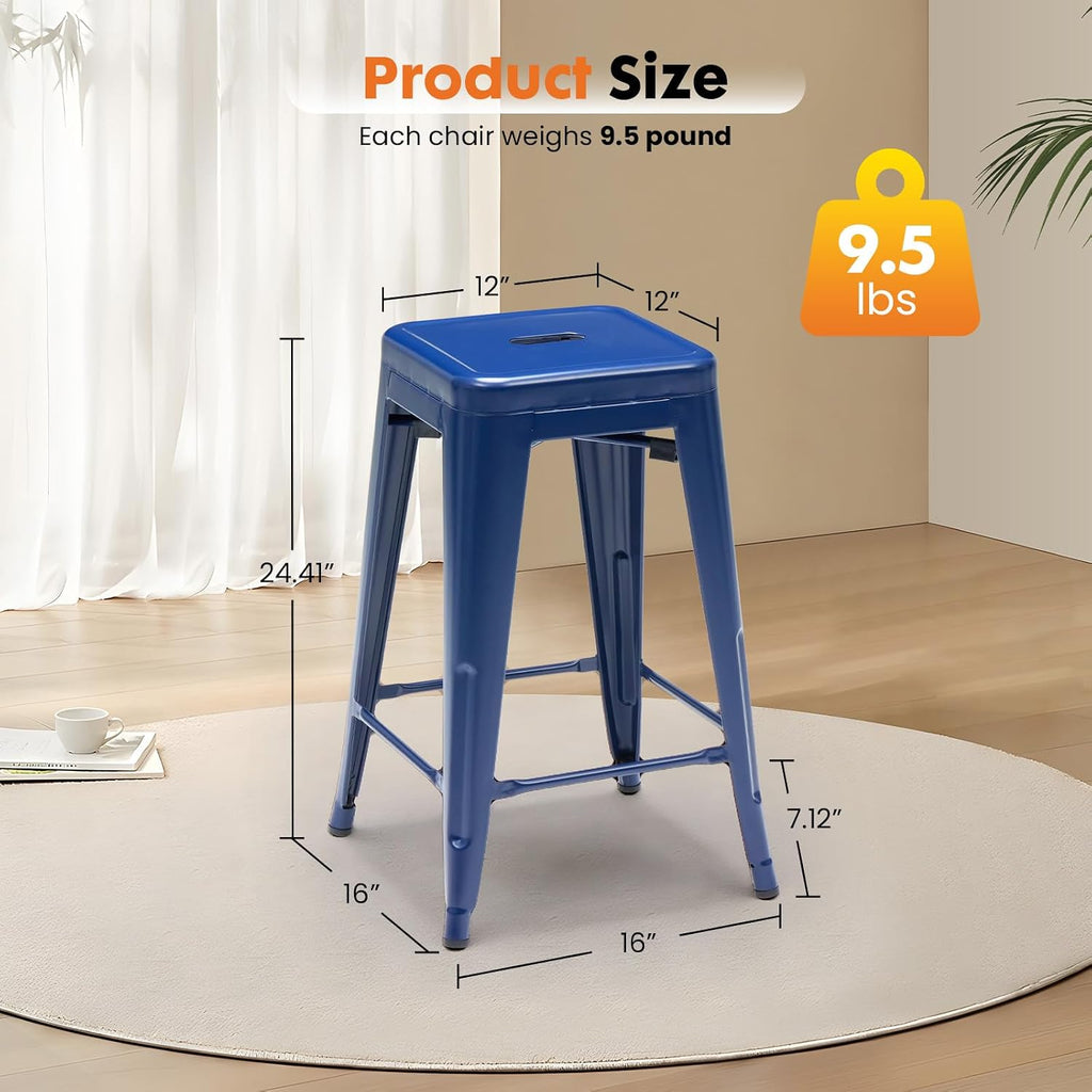 Stackable Metal Bar Stools Set