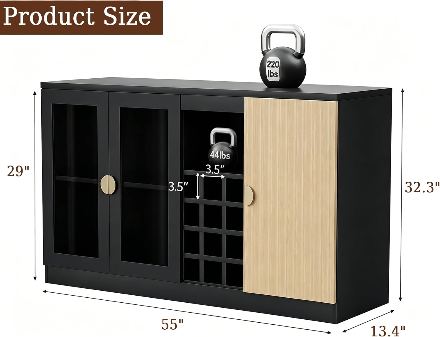Fluted Wine Bar Cabinet With Glass Doors