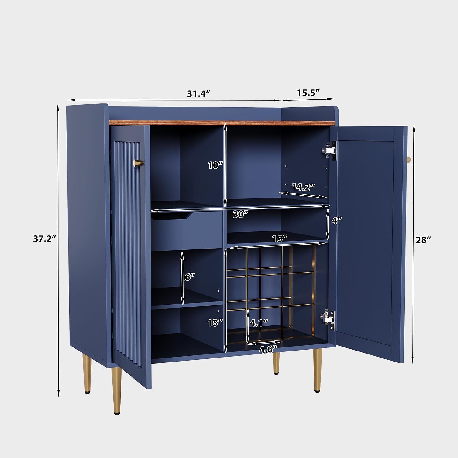 Fluted Wine Bar Sideboard With Storage