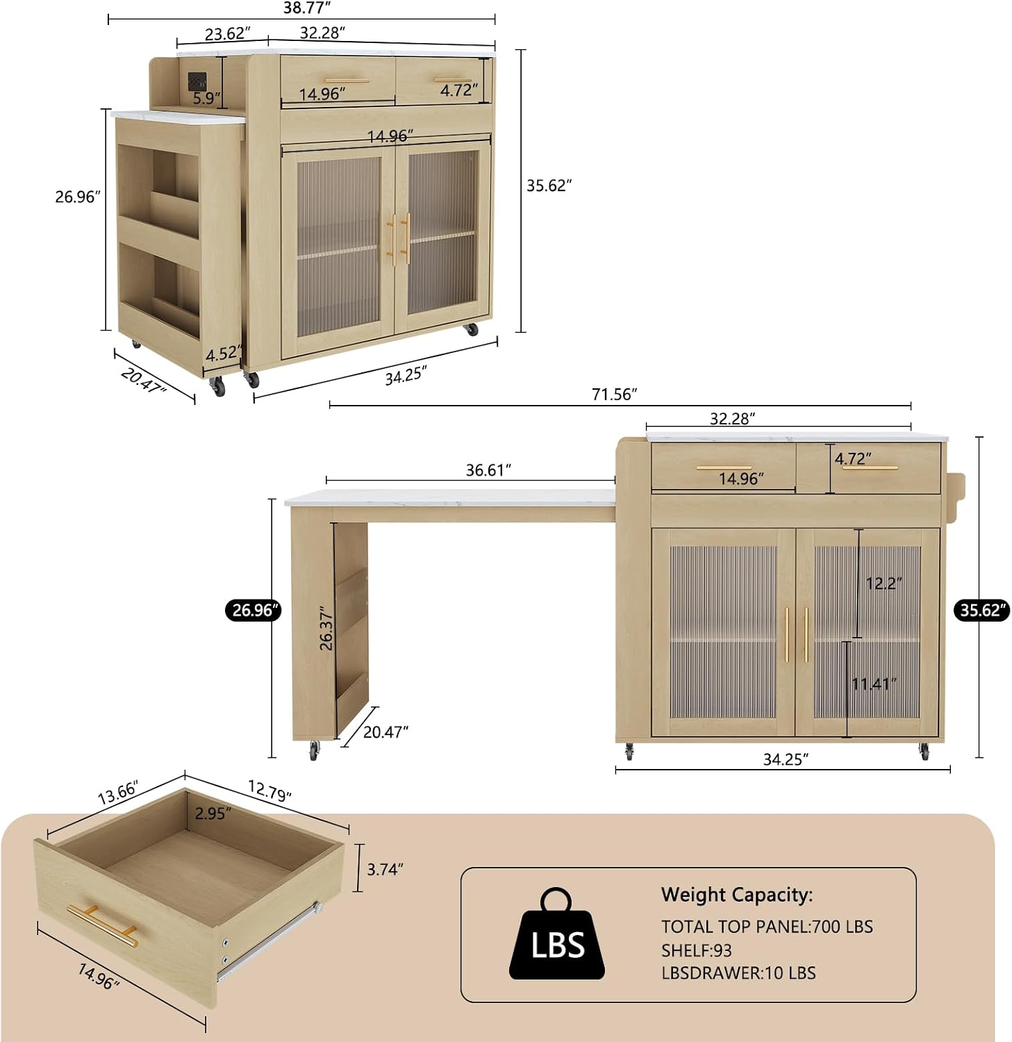 Rolling Kitchen Island With Storage