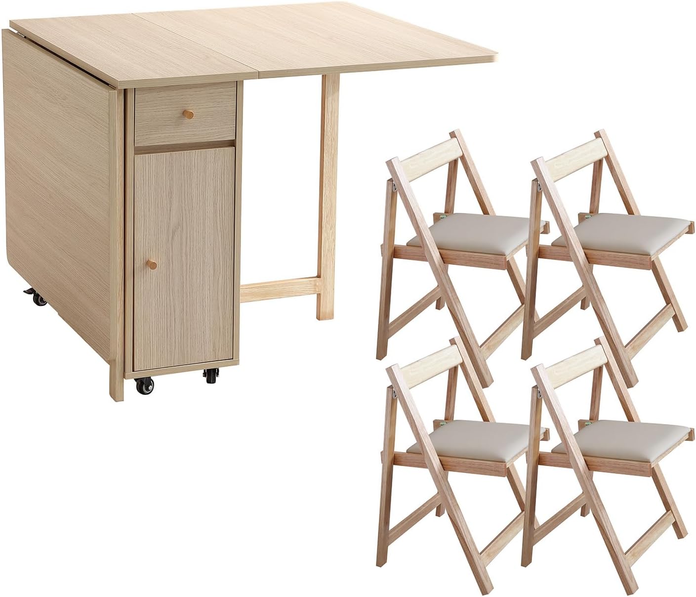 Wood Foldable Dining Table Set