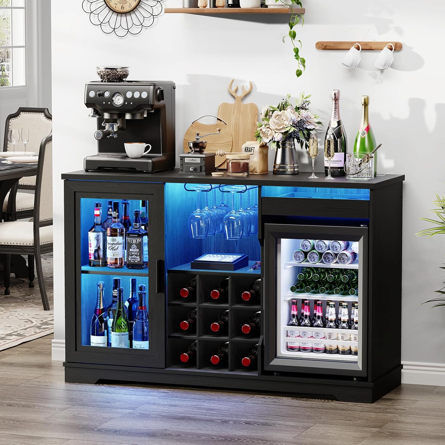 Wine Bar Cabinet With Fridge Storage