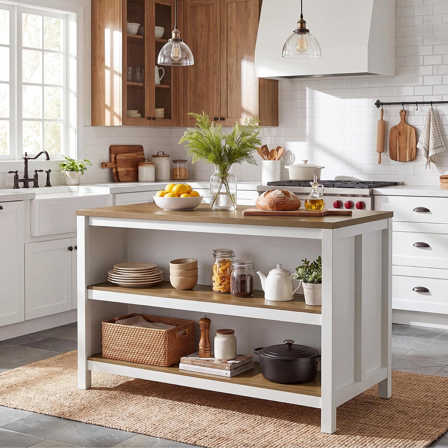 Farmhouse Kitchen Island With Seating
