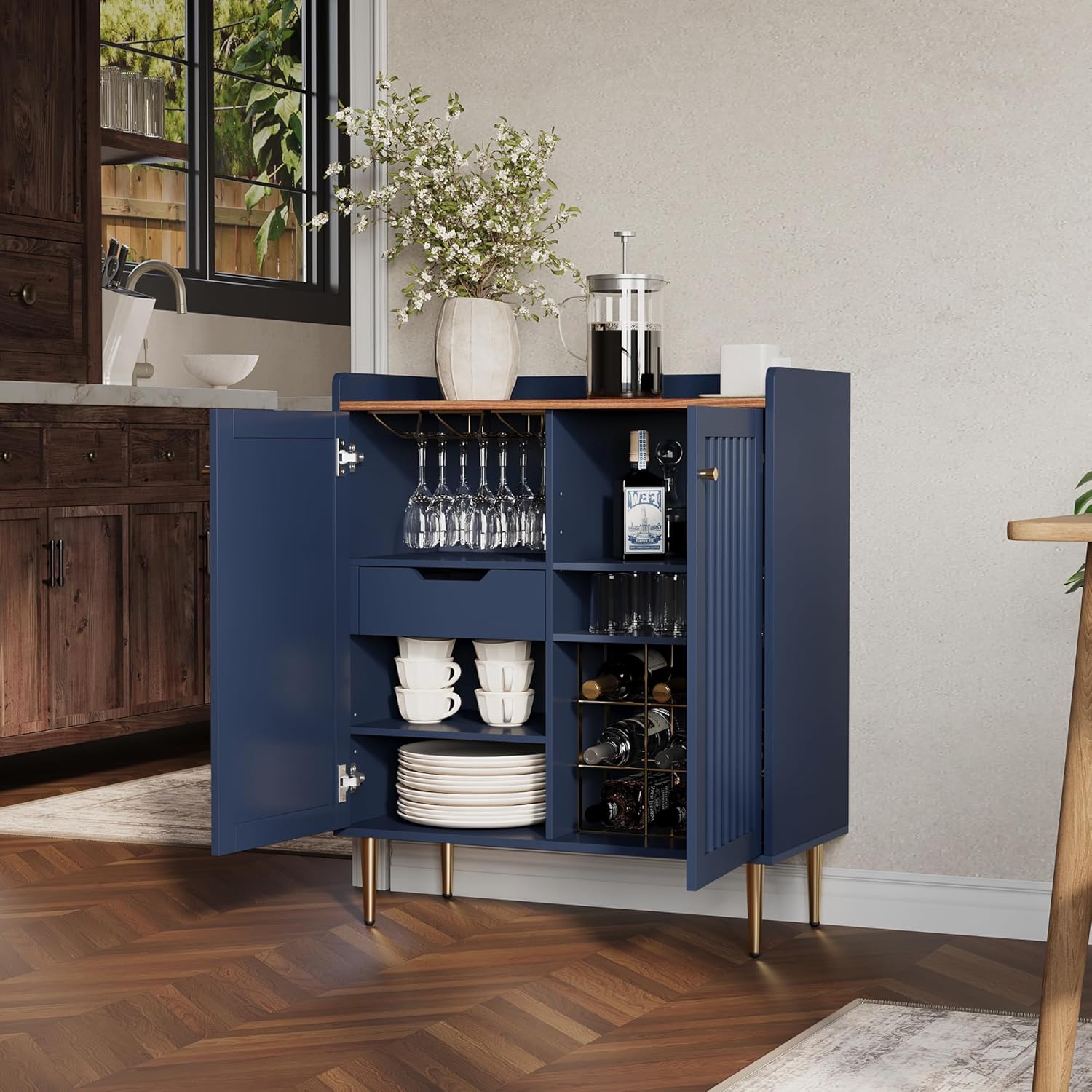 Fluted Wine Bar Sideboard With Storage