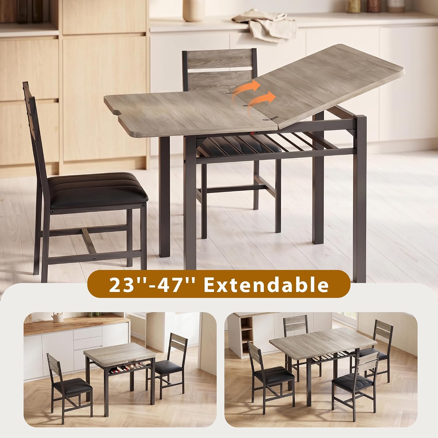 Extendable Dining Table Set With Chairs