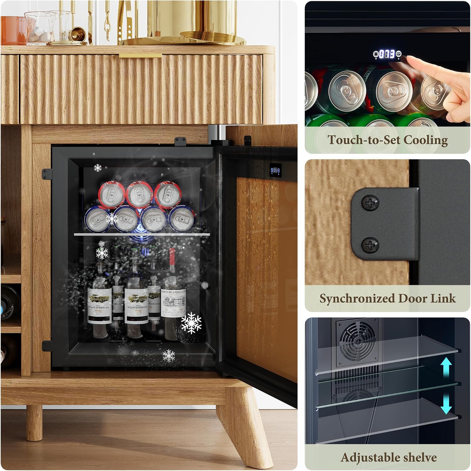 Fluted Wine Bar Cabinet With Storage