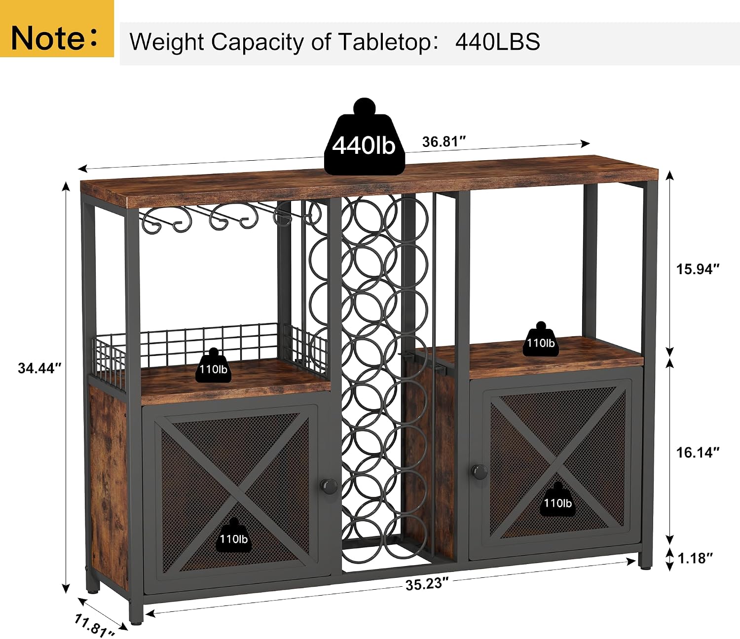 Farmhouse Wine Bar Storage Sideboard
