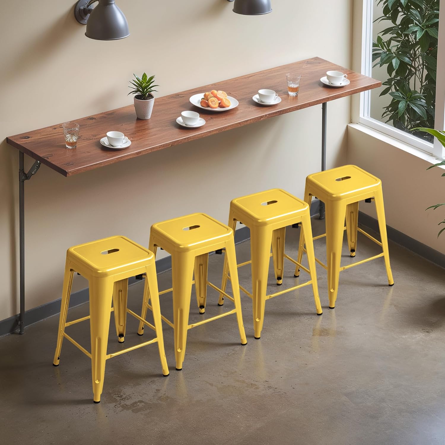 Stackable Metal Bar Stools Set