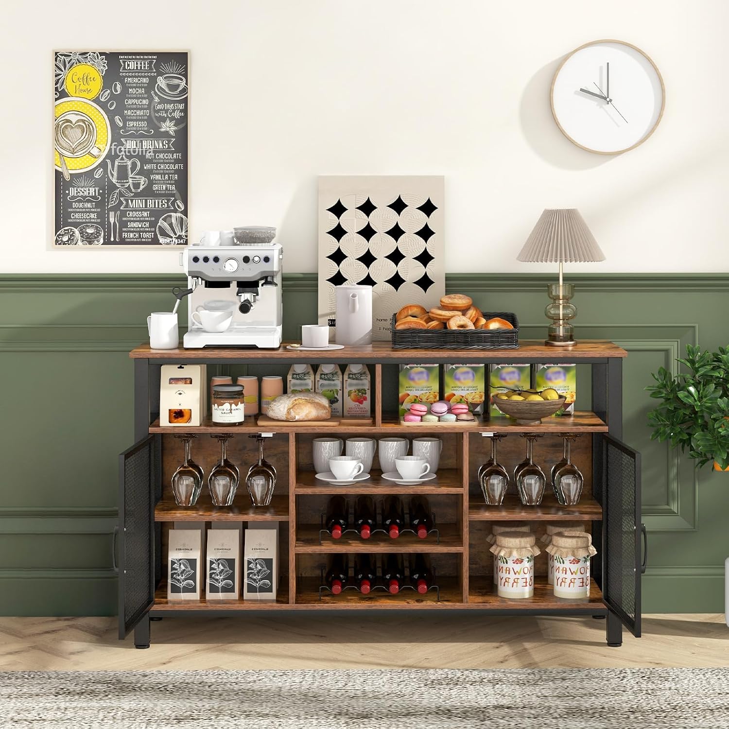 Wine Bar Cabinet With Glass Storage