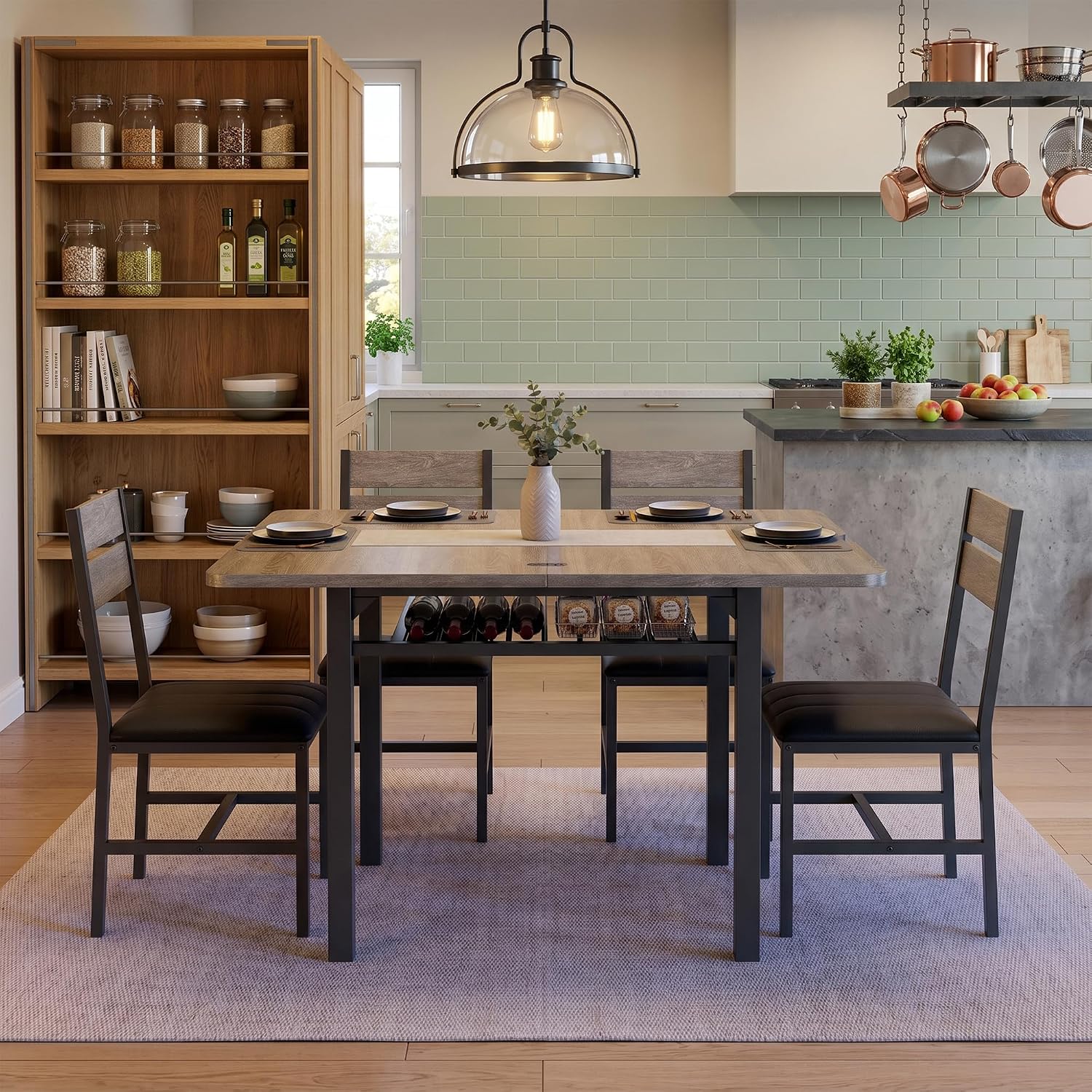 Extendable Dining Table Set With Chairs