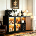 Fluted Wine Bar Cabinet With Glass Doors